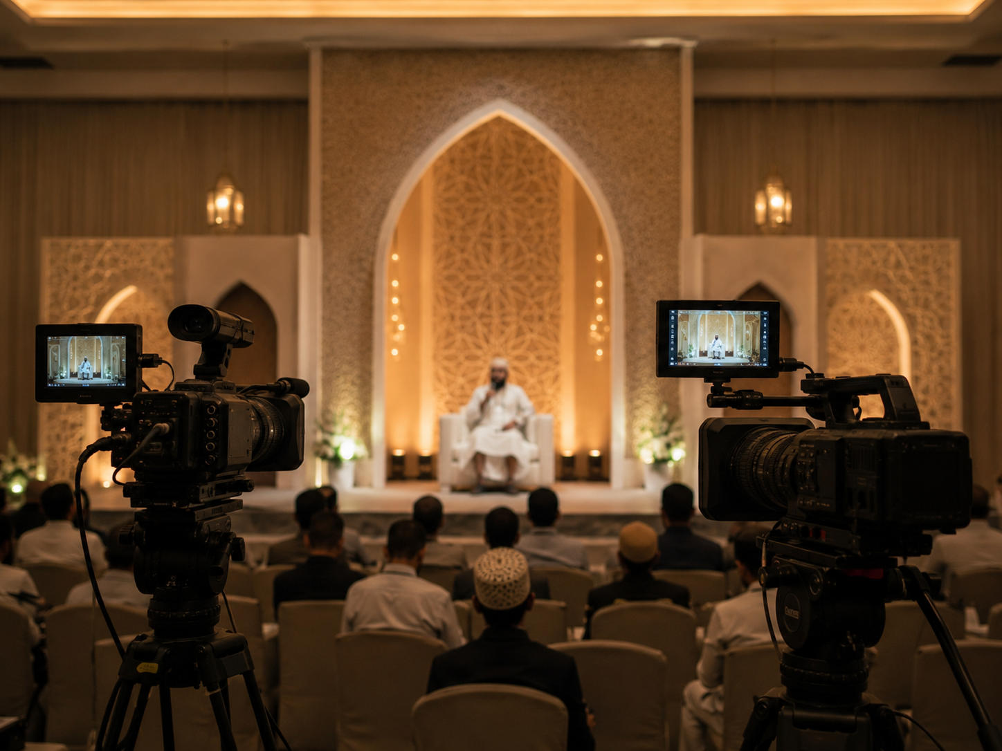 Islamitische conferentie met professionele mediaregistratie